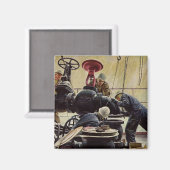 ヴィンテージ・ビジネス、油・プラットフォームの海 マグネット (正面/裏面)