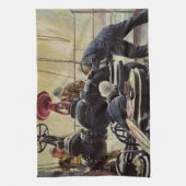 ヴィンテージ ビジネス、海洋の石油プラットフォーム キッチンタオル (縦)