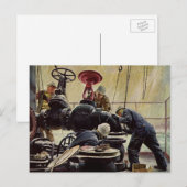 ヴィンテージ ビジネス、海洋の石油プラットフォーム ポストカード (正面/裏面)