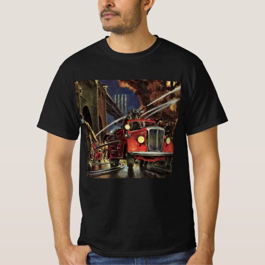 ヴィンテージ ビジネス、消防士 消防車 Tシャツ (正面)