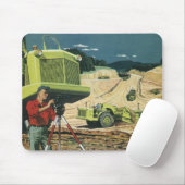 ヴィンテージ ビジネス、測量士のいる建設現場 マウスパッド (マウス)