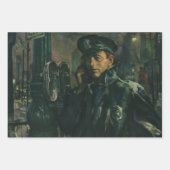 ヴィンテージ ビジネス、緊急電話の警官 ラッピングペーパーシート (正面3)