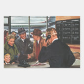 ヴィンテージ ビジネス、航空会社のカウンターにいる人々 ラッピングペーパーシート (正面2)