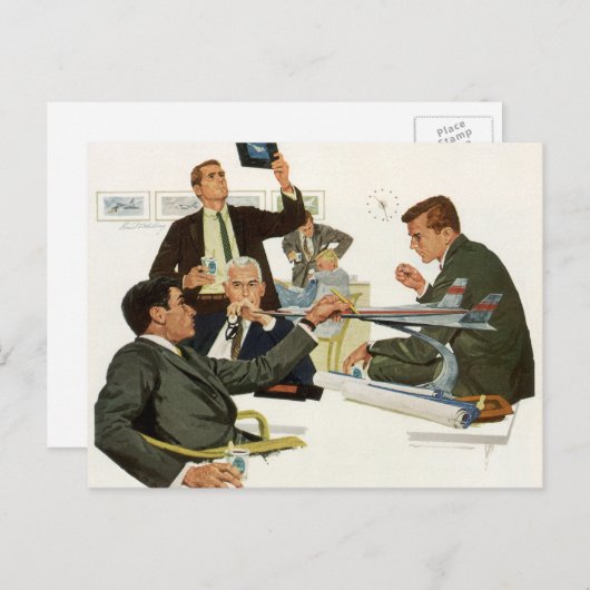 ヴィンテージ ビジネス、航空会社幹部会議 ポストカード (正面/裏面)