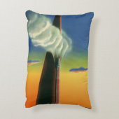 ヴィンテージ ビジネス、蒸気笛工場の日の出 アクセントクッション (裏面(縦))