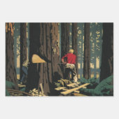 ヴィンテージ ビジネス、製材業界 レッドウッドの森 ラッピングペーパーシート (正面)