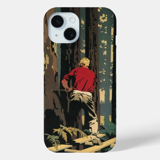 ヴィンテージ ビジネス、製材業界 レッドウッドの森 Case-Mate iPhoneケース (裏面)