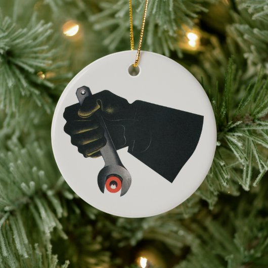 ヴィンテージ ビジネス、製造工場の機械工 セラミックオーナメント (ツリー)