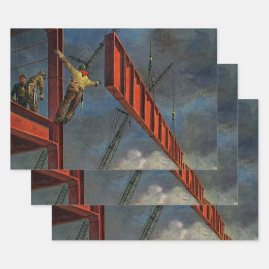 ヴィンテージ ビジネス、製鋼建設労働者 ラッピングペーパーシート (セット)