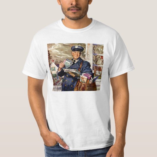 ヴィンテージ ビジネス、郵便配達人による手紙の配達 Tシャツ (正面)