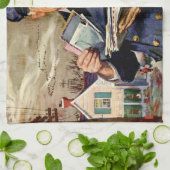 ヴィンテージ ビジネス、郵便配達員が郵便物を配達 キッチンタオル (折り畳み)