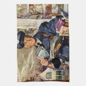 ヴィンテージ ビジネス、郵便配達員が郵便物を配達 キッチンタオル (縦)