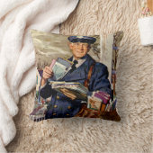 ヴィンテージ ビジネス、郵便配達員が郵便物を配達 クッション (ブランケット)