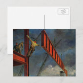 ヴィンテージ ビジネス、鉄骨建設の労働者 ポストカード (正面/裏面)