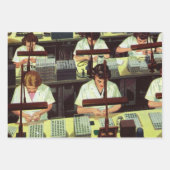 ヴィンテージ ビジネス、電話組立ライン労働者 ラッピングペーパーシート (正面)