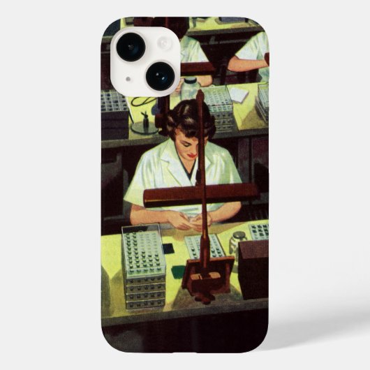 ヴィンテージ ビジネス、電話組立ライン労働者 Case-Mate iPhoneケース (裏面)