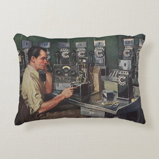 ヴィンテージ ビジネス、電話 修理人 アクセントクッション (正面)