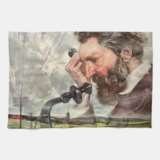 ヴィンテージ・ビジネス、Alexander Graham Bell Telephone キッチンタオル (横)