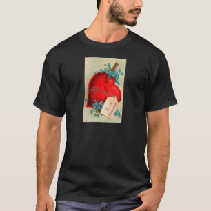 ヴィンテージ ビッグ レッド ブリーディング ハート バレンタイン ポストカード Tシャツ