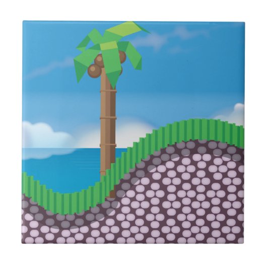 ヴィンテージ ビデオゲーム ヤシの木. タイル (正面)