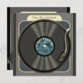 ヴィンテージ·ビニル·レコード·パーティの招待状 招待状 (正面/裏面)