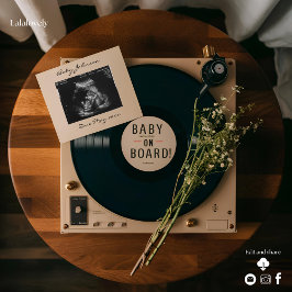 ヴィンテージ ビニール レコード プレイヤー 妊娠発表 招待状