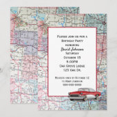 ヴィンテージ ビュイック ロード マップ 招待状 (正面/裏面)