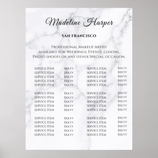 ヴィンテージ ビューティーサロン 料金表 ポスター (正面)