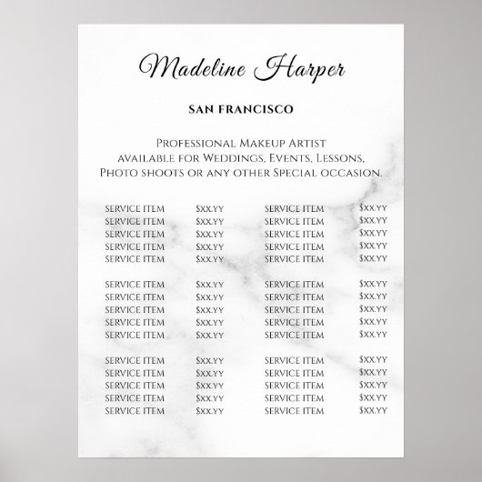 ヴィンテージ ビューティーサロン 料金表 ポスター (正面)