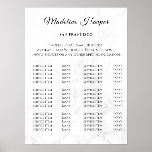 ヴィンテージ ビューティー サロン 料金表 ポスター (正面)