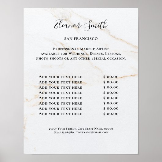 ヴィンテージ ビューティー サロン 料金表 ポスター (正面)