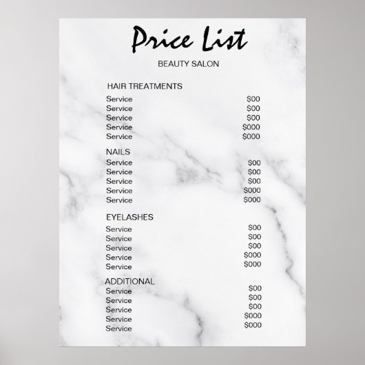 ヴィンテージ ビューティー サロン 料金表 ポスター (正面)