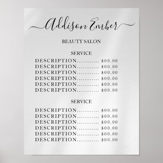 ヴィンテージ ビューティー サロン 料金表 ポスター (正面)
