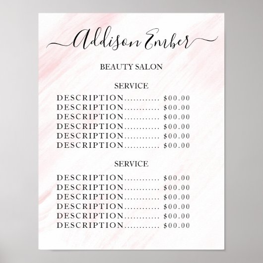ヴィンテージ ビューティー サロン 料金表 ポスター (正面)