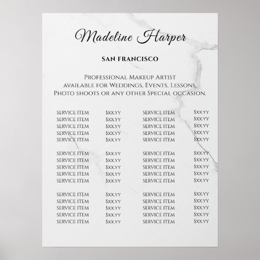 ヴィンテージ ビューティー サロン 料金表 ポスター (正面)