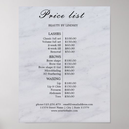 ヴィンテージ ビューティー サロン 料金表 ポスター (正面)