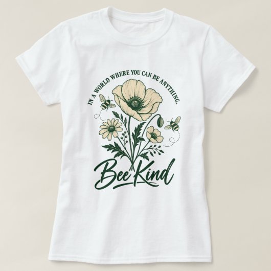 ヴィンテージ ビーと野花 Tシャツ (デザイン正面)