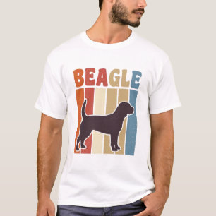 ヴィンテージ ビーグル犬 レトロ ストライプ ベクター デザイン 1 Tシャツ