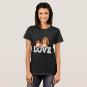 ヴィンテージ ビーグル かわいい 犬 お母さん お父さん Tシャツ (正面フル)