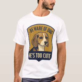 ヴィンテージ・ビーグル "注意:犬があまりにかわいい"  冗談Tシャツ Tシャツ