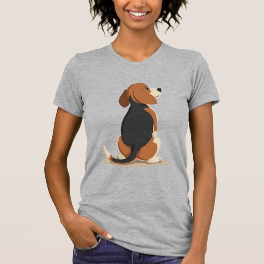 ヴィンテージ ビーグル 犬 後ろ姿 イラスト ペット ラブ Tシャツ (正面)