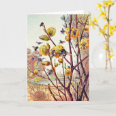 ヴィンテージ ビーズ 虫 春の桜 カード (黄色い花)