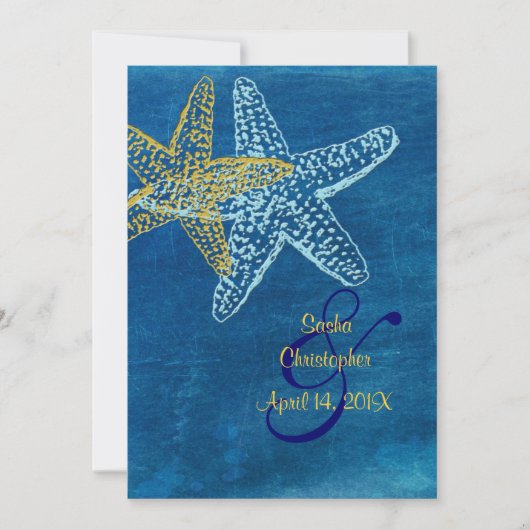 ヴィンテージ ビーチ ウェディング 招待状 (正面)