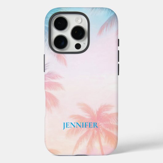ヴィンテージ ビーチ 日没 ヤシの木 パステル             Case-Mate iPhoneケース (裏面)
