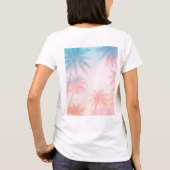 ヴィンテージ ビーチ 日没 ヤシの木 パステル Tシャツ (裏面)