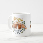 ヴィンテージ ビールで乾杯 誕生日アート コーヒーマグカップ (正面左)