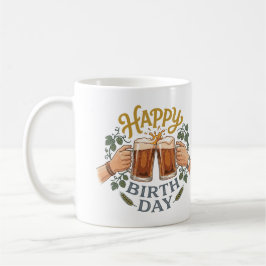 ヴィンテージ ビールで乾杯 誕生日アート コーヒーマグカップ