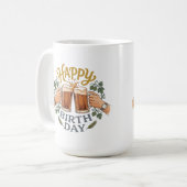 ヴィンテージ ビールで乾杯 誕生日アート コーヒーマグカップ (正面左)
