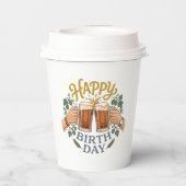 ヴィンテージ ビールで乾杯 誕生日アート 紙コップ (裏面)