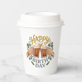 ヴィンテージ ビールで乾杯 誕生日アート 紙コップ